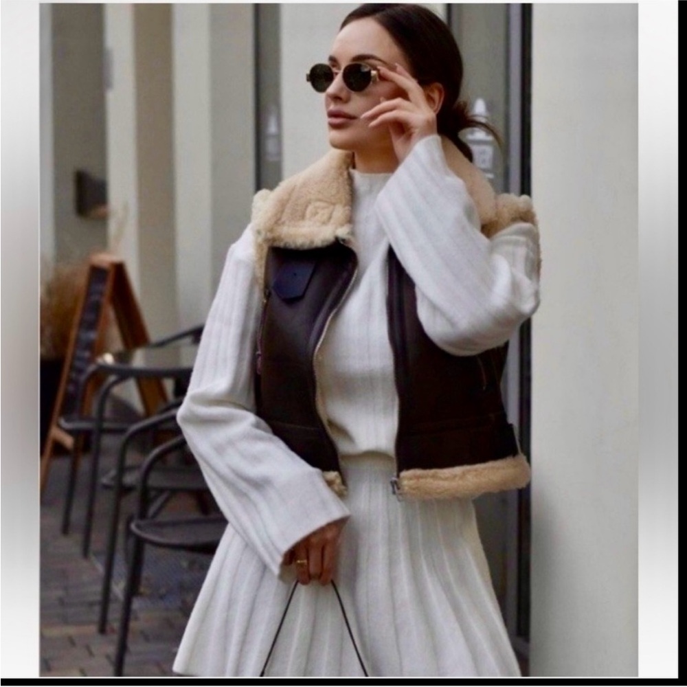 ZARA DARK BROWN CROPPED DOUBLE FACED VEST SIZE:XS 8073/238